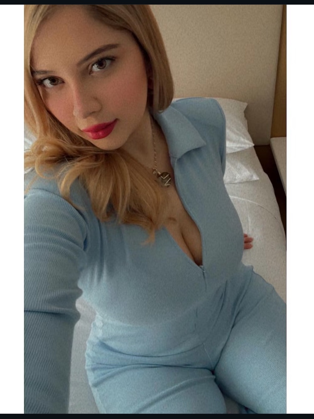Light Blue Ribbed Collared Zip-Front Women’s Jumpsuit